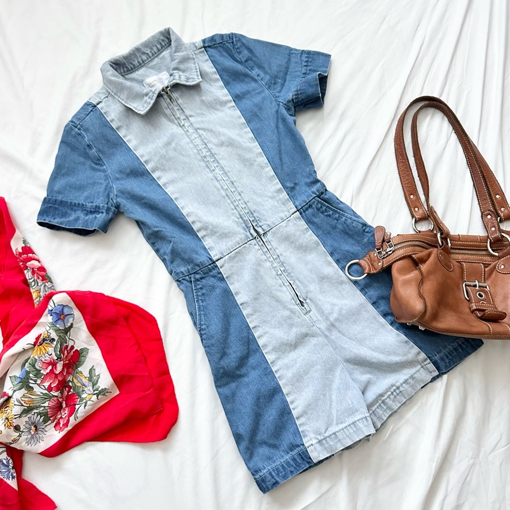 Afends Denim 70s style romper